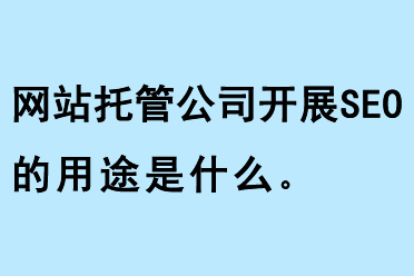 網(wǎng)站托管公司開展SEO的用途是什么